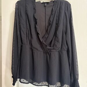 Lane Bryant Black Ruffled Blouse